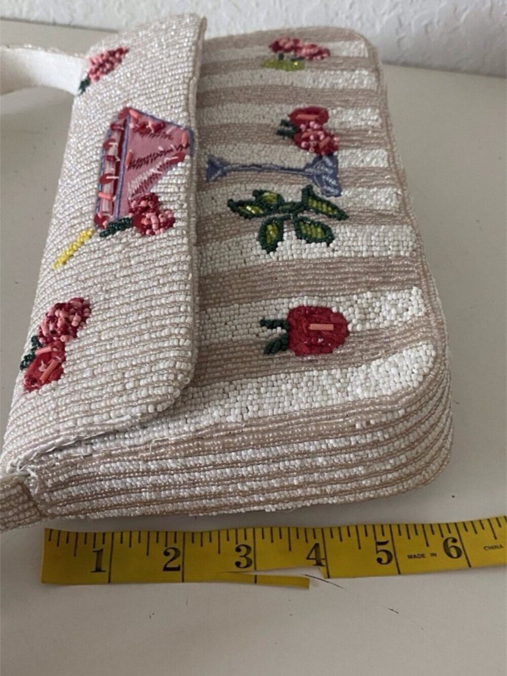 Handcrafted in India Strawberry Margarita Martini Beaded Bag W/Charm Viral‎ NEW - Picture 7 of 16